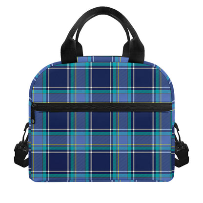 Blue And Teal Tartan Pattern Print Insulated Lunch Bag