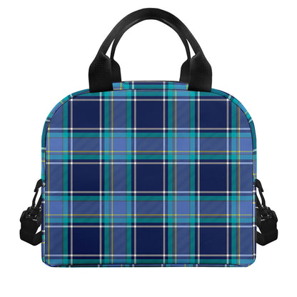 Blue And Teal Tartan Pattern Print Insulated Lunch Bag