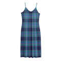 Blue And Teal Tartan Pattern Print Jersey Midi Cami Dress