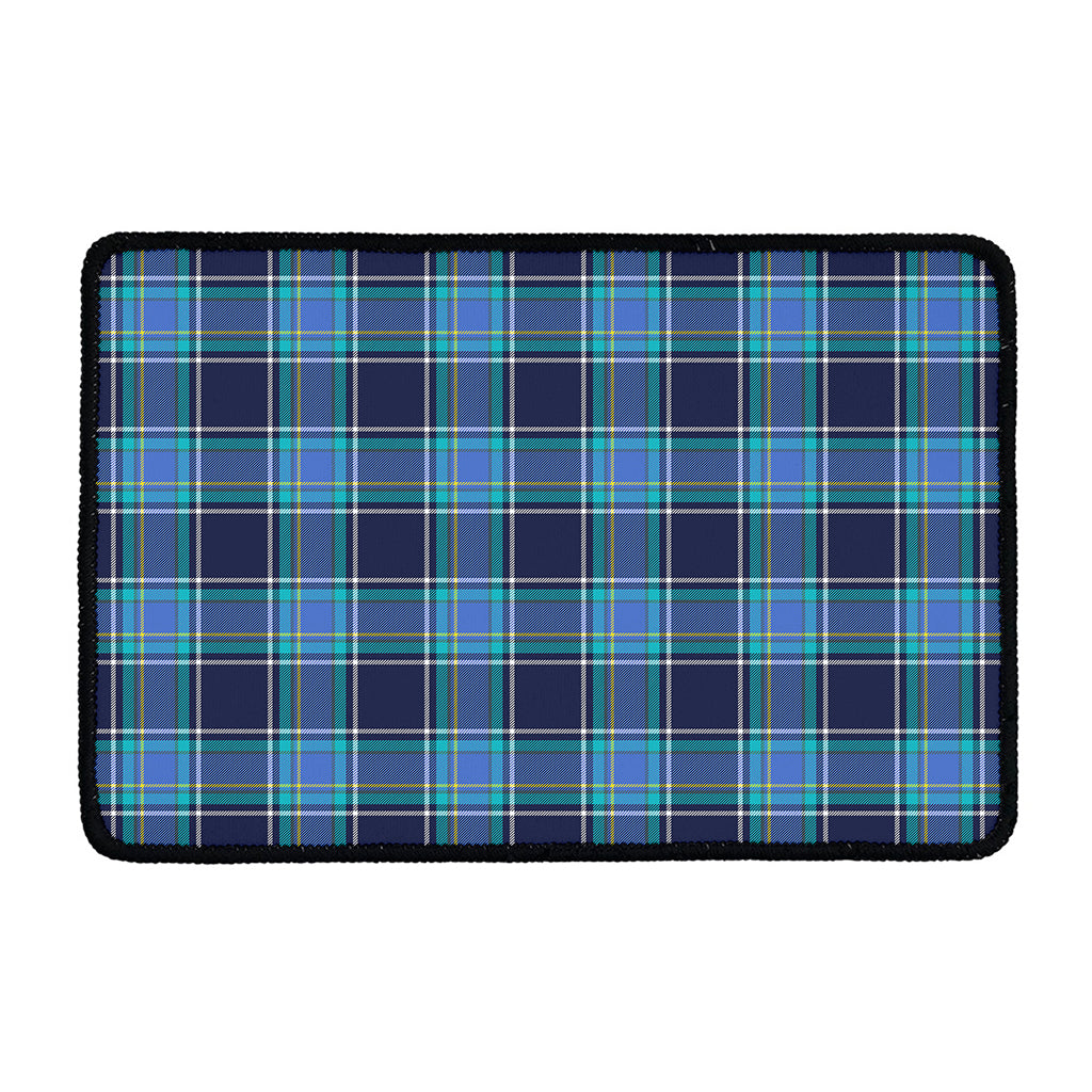 Blue And Teal Tartan Pattern Print Kitchen Mat