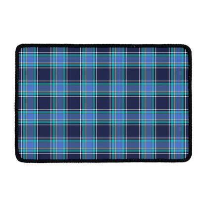 Blue And Teal Tartan Pattern Print Kitchen Mat