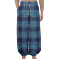 Blue And Teal Tartan Pattern Print Lantern Pants