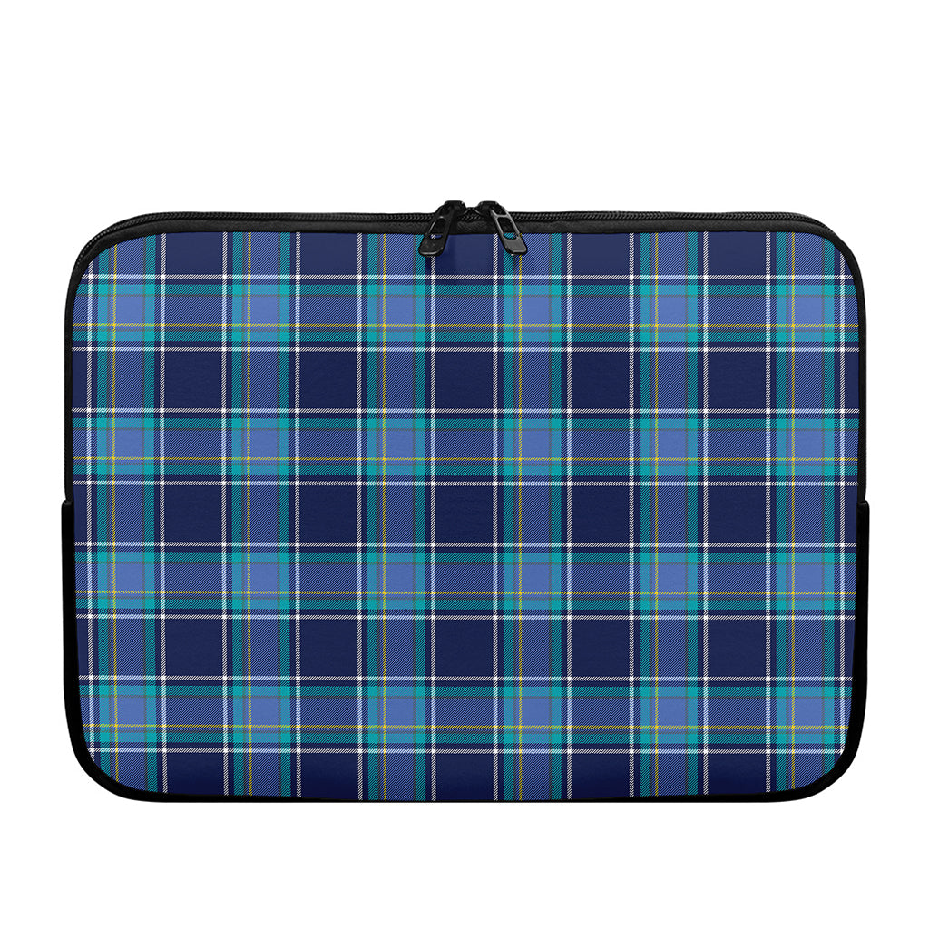 Blue And Teal Tartan Pattern Print Laptop Sleeve