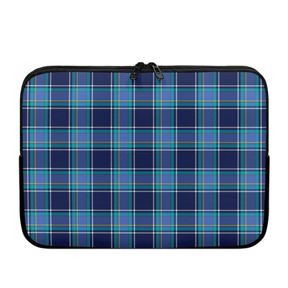 Blue And Teal Tartan Pattern Print Laptop Sleeve