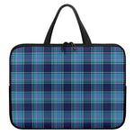 Blue And Teal Tartan Pattern Print Laptop Sleeve With Handle