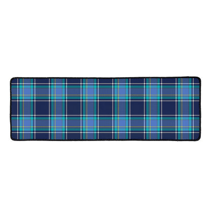 Blue And Teal Tartan Pattern Print Long Kitchen Mat