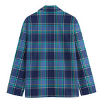 Blue And Teal Tartan Pattern Print Men's Blazer