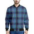 Blue And Teal Tartan Pattern Print Men's Bomber Jacket