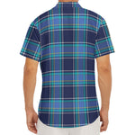 Blue And Teal Tartan Pattern Print Men's Deep V-Neck Shirt