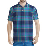 Blue And Teal Tartan Pattern Print Men's Polo Shirt