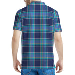 Blue And Teal Tartan Pattern Print Men's Polo Shirt