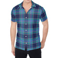Blue And Teal Tartan Pattern Print Men's Shirt