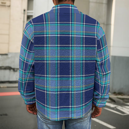 Blue And Teal Tartan Pattern Print Men's Shirt Jacket