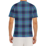 Blue And Teal Tartan Pattern Print Men's Short Sleeve Rash Guard
