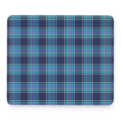 Blue And Teal Tartan Pattern Print Mouse Pad