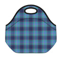 Blue And Teal Tartan Pattern Print Neoprene Lunch Bag