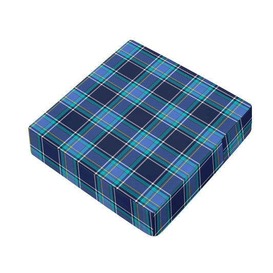 Blue And Teal Tartan Pattern Print Outdoor Seat Cushion Cover
