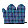 Blue And Teal Tartan Pattern Print Oven Mitts