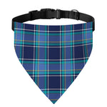 Blue And Teal Tartan Pattern Print Over The Collar Dog Bandana
