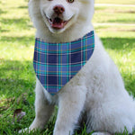 Blue And Teal Tartan Pattern Print Over The Collar Dog Bandana