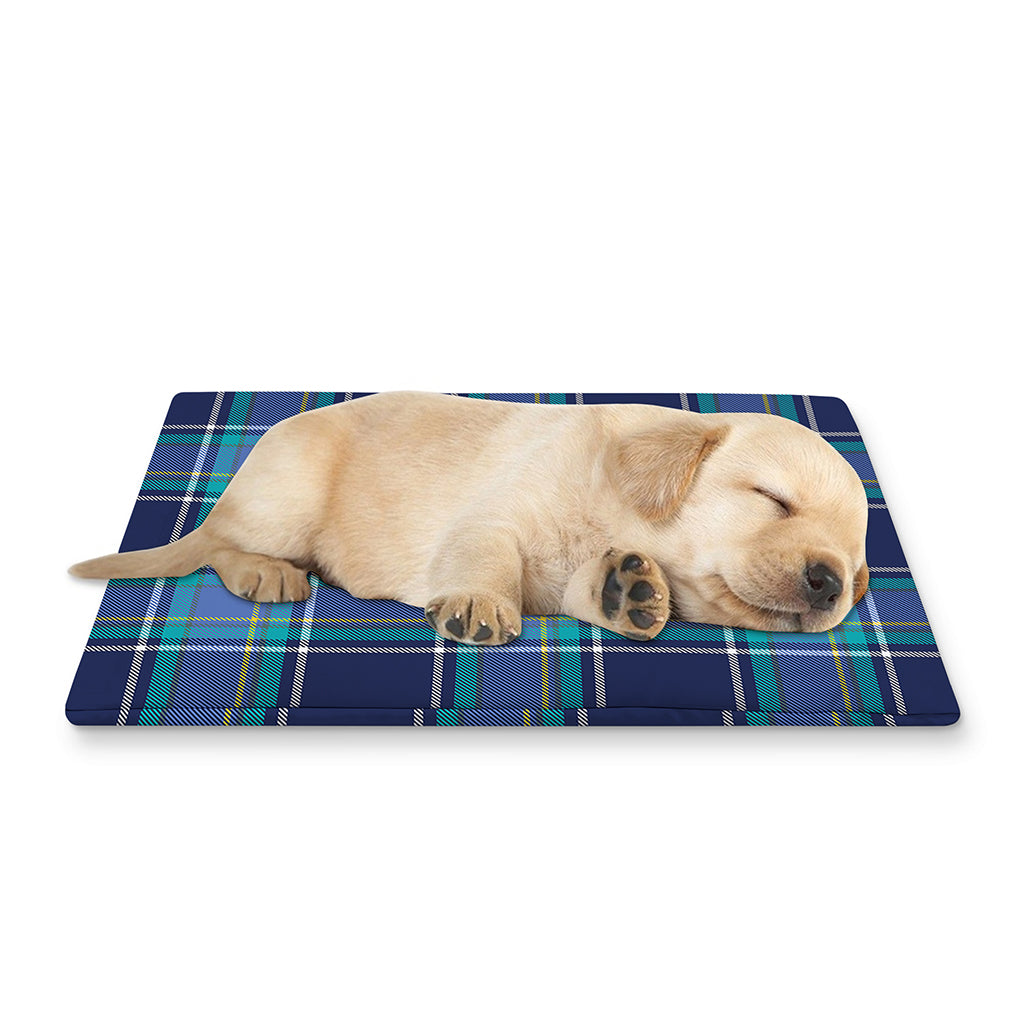 Blue And Teal Tartan Pattern Print Pet Cooling Mat Cover