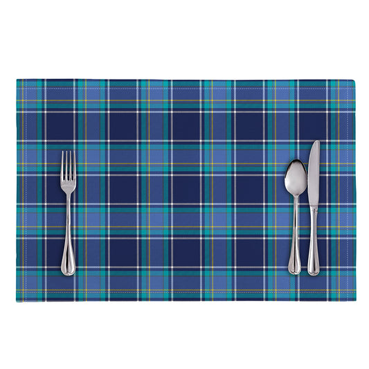Blue And Teal Tartan Pattern Print Placemat