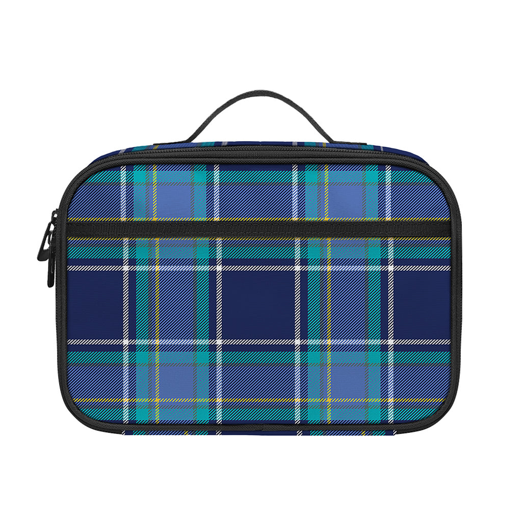 Blue And Teal Tartan Pattern Print Portable Lunch Bag