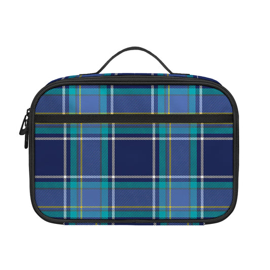 Blue And Teal Tartan Pattern Print Portable Lunch Bag
