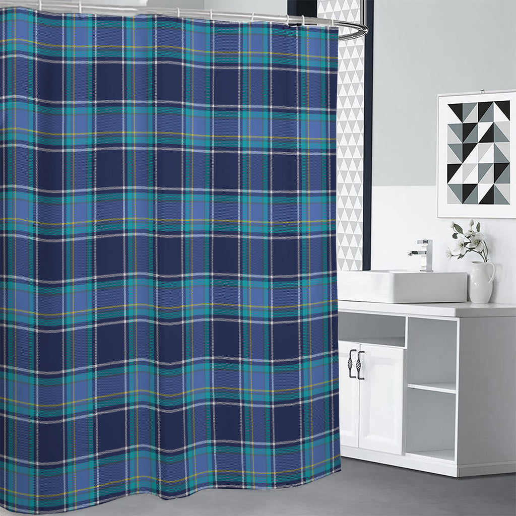 Blue And Teal Tartan Pattern Print Premium Shower Curtain
