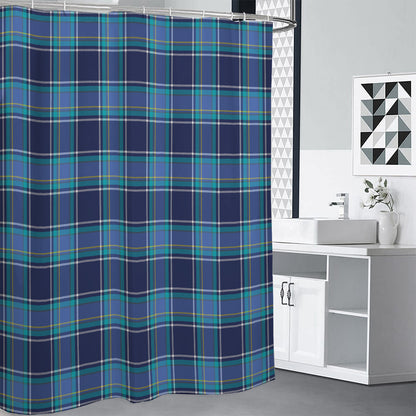 Blue And Teal Tartan Pattern Print Premium Shower Curtain
