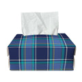 Blue And Teal Tartan Pattern Print Rectangle Tissue Box Cover