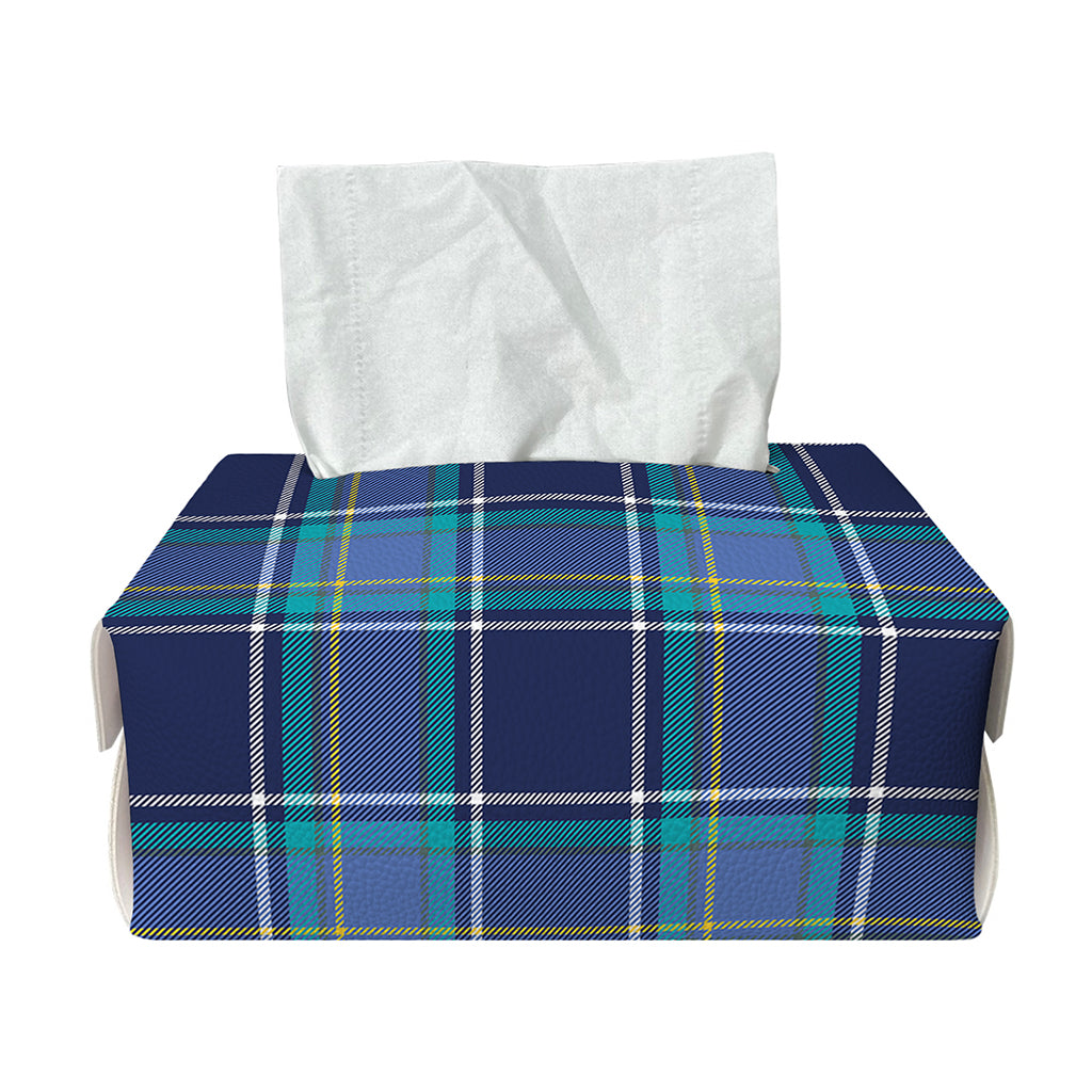 Blue And Teal Tartan Pattern Print Rectangle Tissue Box Cover