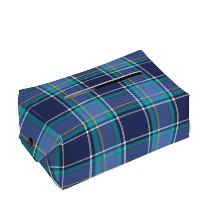 Blue And Teal Tartan Pattern Print Rectangle Tissue Box Cover