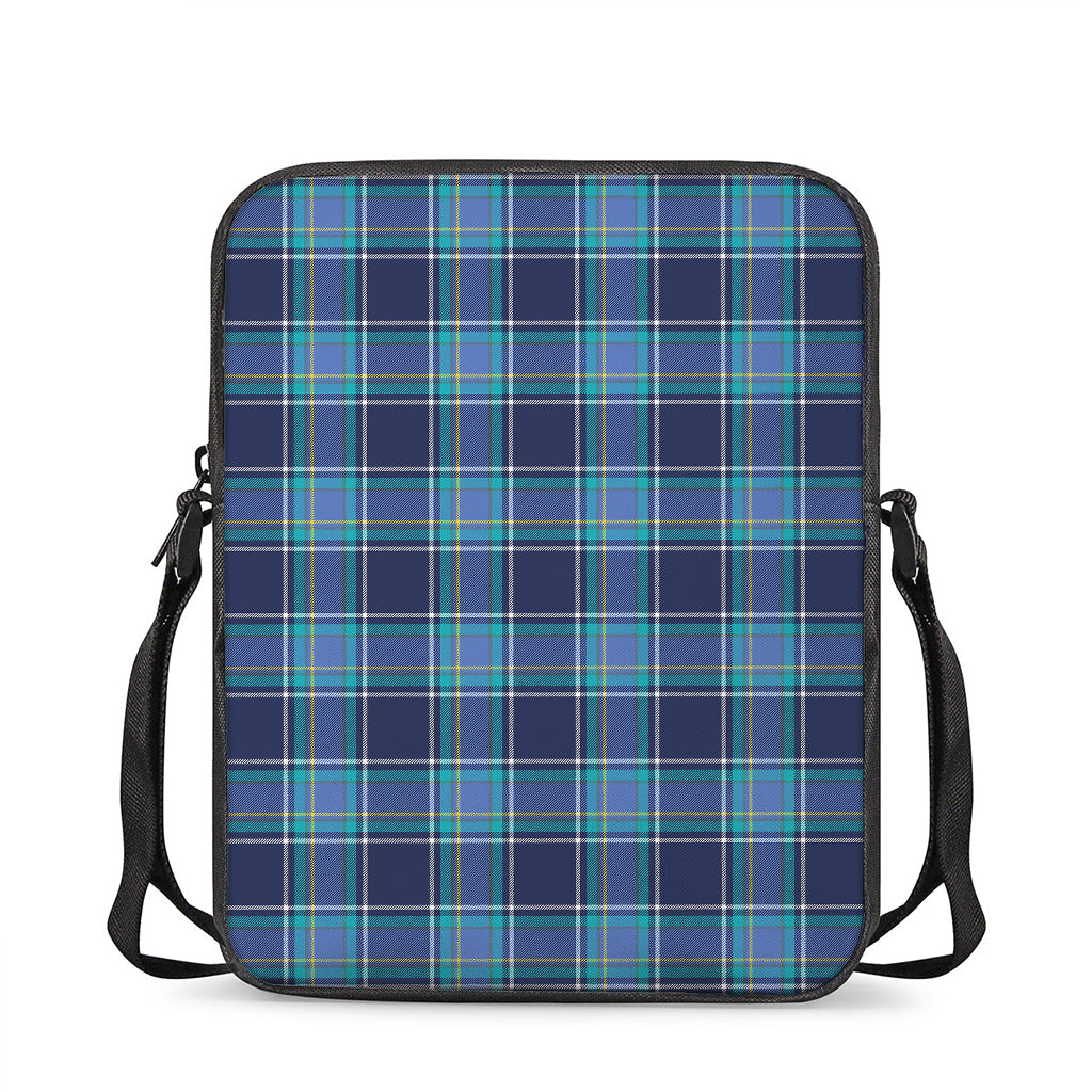 Blue And Teal Tartan Pattern Print Rectangular Crossbody Bag