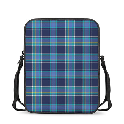 Blue And Teal Tartan Pattern Print Rectangular Crossbody Bag