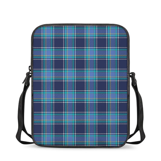 Blue And Teal Tartan Pattern Print Rectangular Crossbody Bag