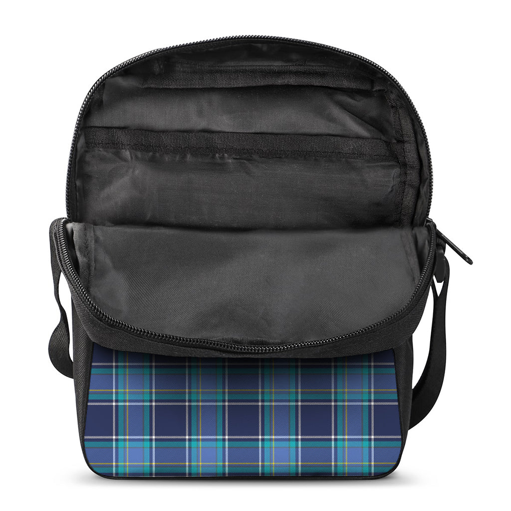 Blue And Teal Tartan Pattern Print Rectangular Crossbody Bag