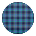 Blue And Teal Tartan Pattern Print Round Blanket