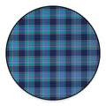 Blue And Teal Tartan Pattern Print Round Floor Mat