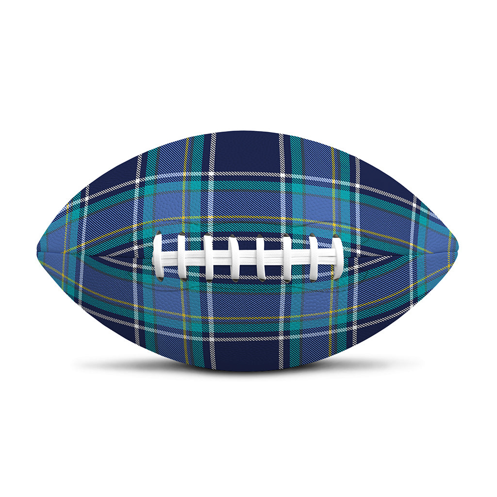 Blue And Teal Tartan Pattern Print Rugby Ball