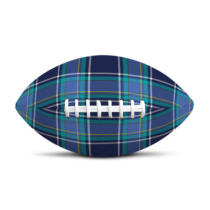 Blue And Teal Tartan Pattern Print Rugby Ball