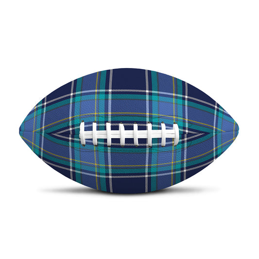 Blue And Teal Tartan Pattern Print Rugby Ball