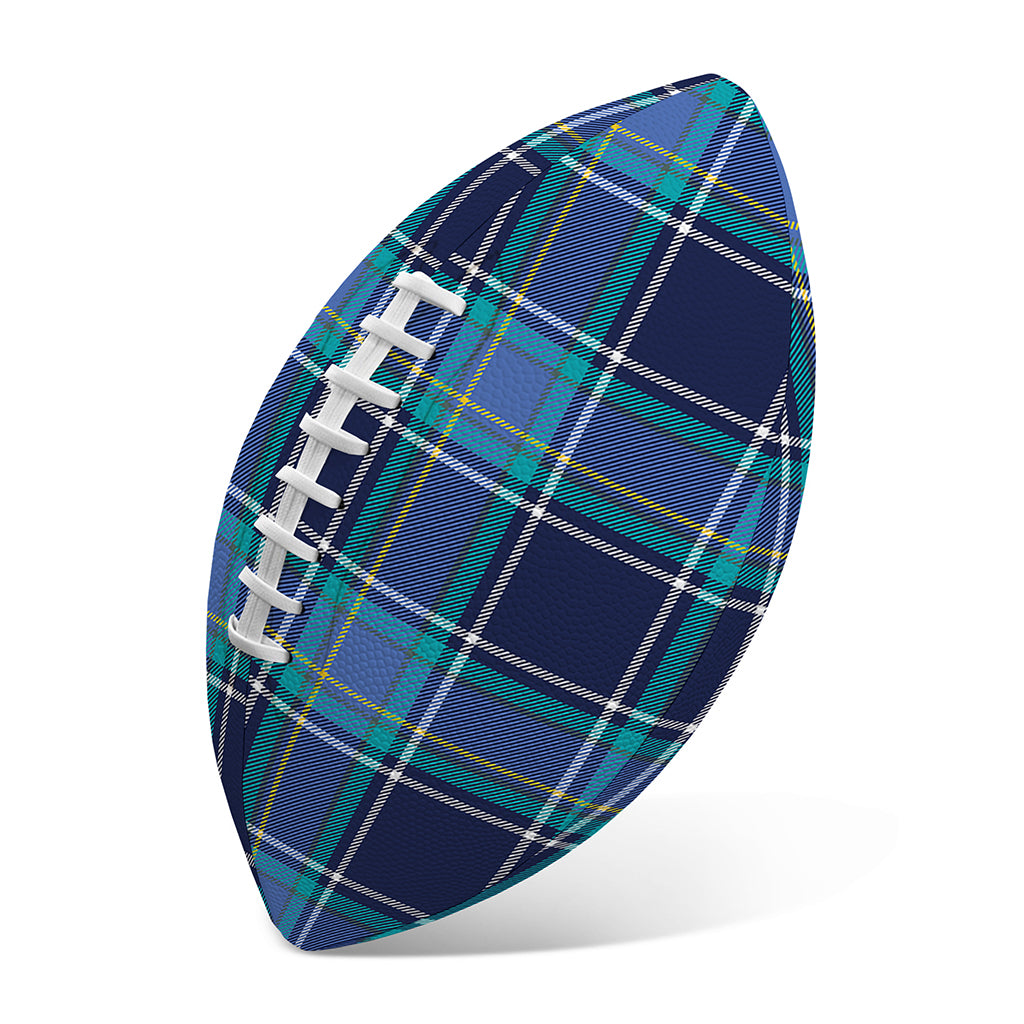 Blue And Teal Tartan Pattern Print Rugby Ball