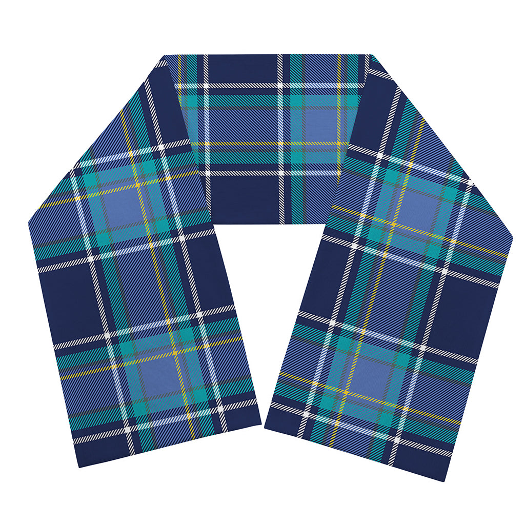 Blue And Teal Tartan Pattern Print Scarf