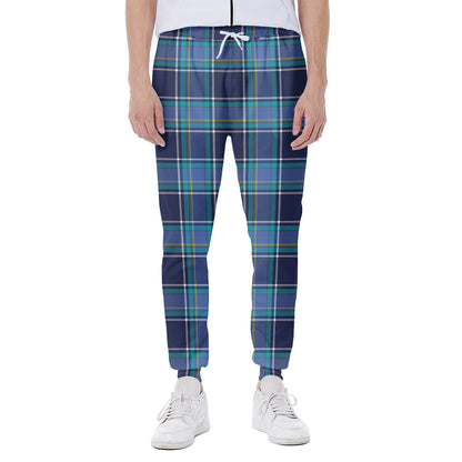 Blue And Teal Tartan Pattern Print Scuba Joggers