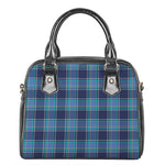 Blue And Teal Tartan Pattern Print Shoulder Handbag