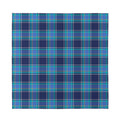 Blue And Teal Tartan Pattern Print Silk Bandana