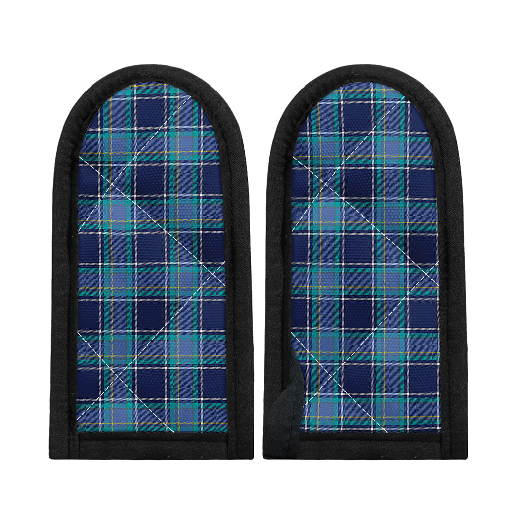 Blue And Teal Tartan Pattern Print Skillet Handle Cover