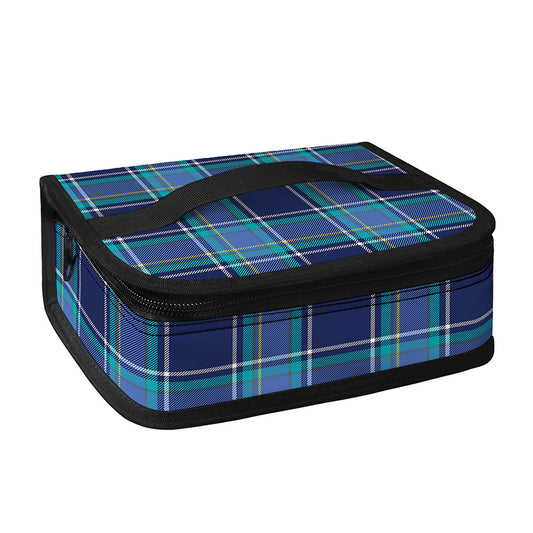 Blue And Teal Tartan Pattern Print Small Lunch Bag