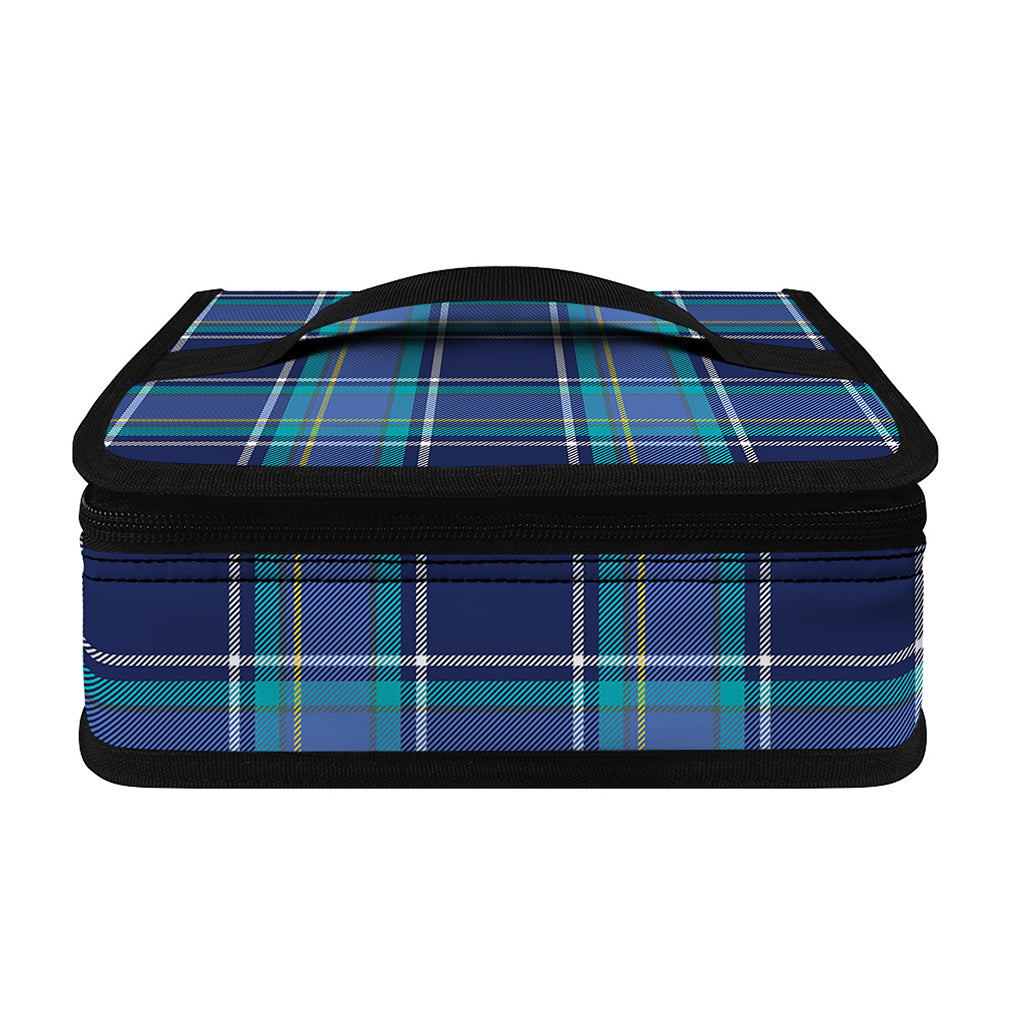 Blue And Teal Tartan Pattern Print Small Lunch Bag